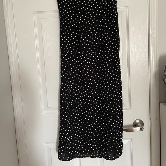 Polka Dot Drawstring Ruched Split Thigh Skirt - Picture 3 of 5